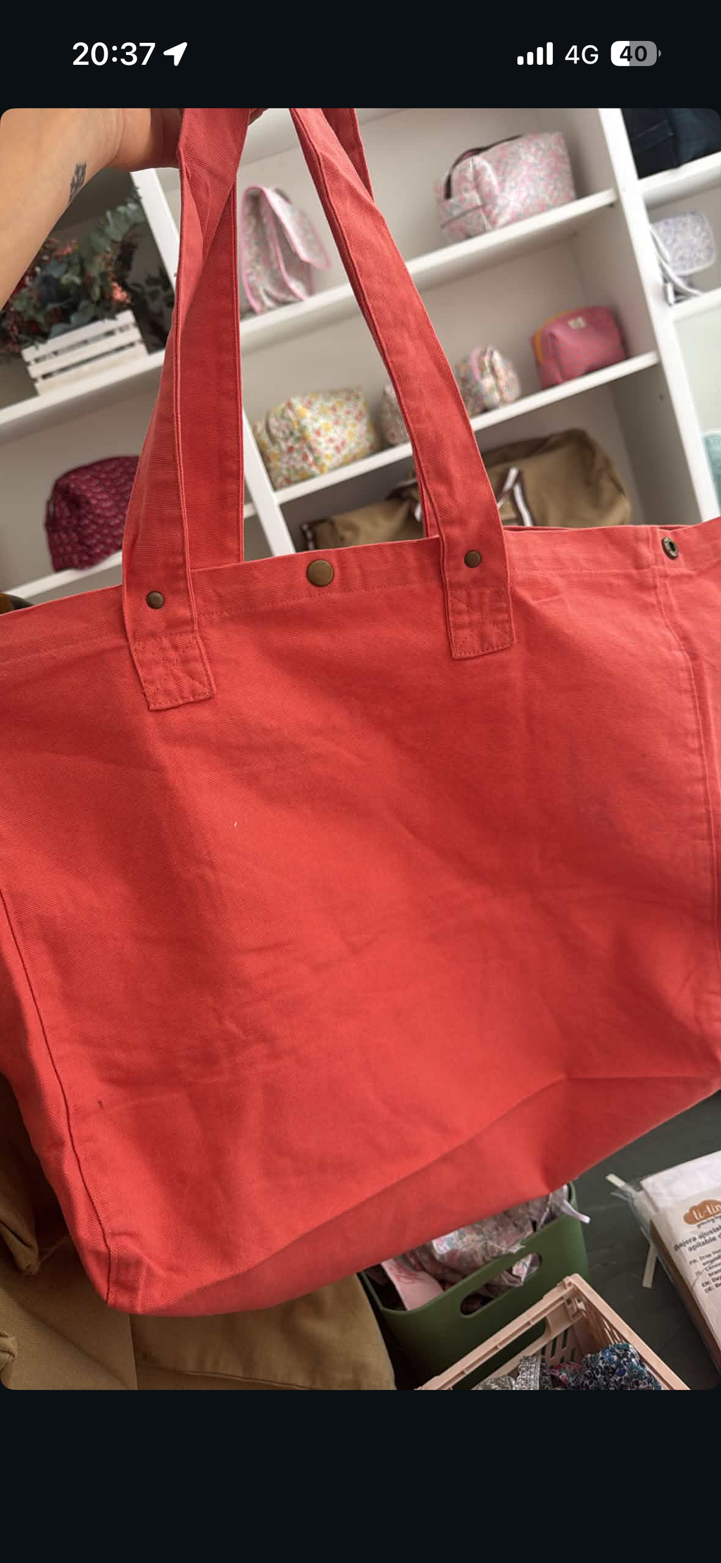 Tote bag leggera - grande  con bottoni